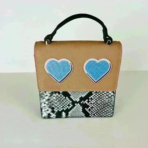 Anthropologie Handbags - Anthropologie Jules Kae Snake Print Bag with Hearts.